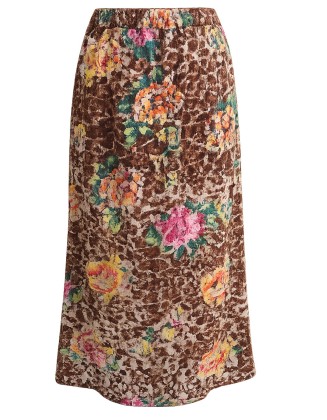 Brown Floral Print Maxi Skirt
