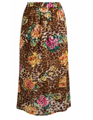 Brown Floral Print Maxi Skirt