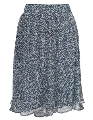Mini Floral Print Long Pleated Skirt