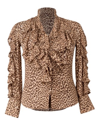 Animal Print Tiered Ruffle Top
