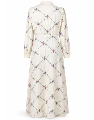 Floral Embroidered Maxi Shirt Dress