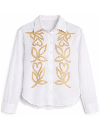 Elegant in white and gold  embroidery Top