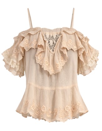 Lace Insert Tiered Ruffle Top