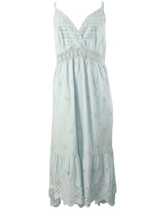 Long Strap Dress with Schiffli