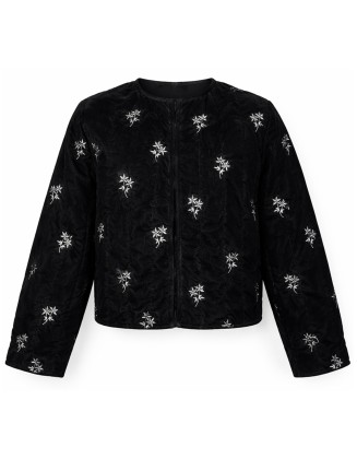 Black Floral Embroidered Jacket
