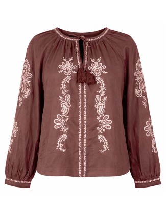 Embroidered Top with Tassels