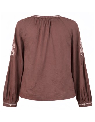 Embroidered Top with Tassels