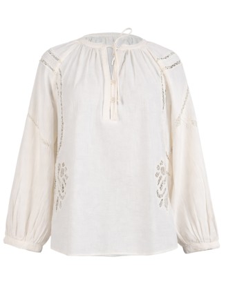 Lace Insert off white Blouse