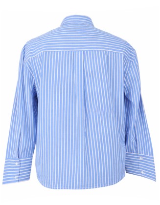 Blue Stripe Lace Yoke  Button-Down Shirt
