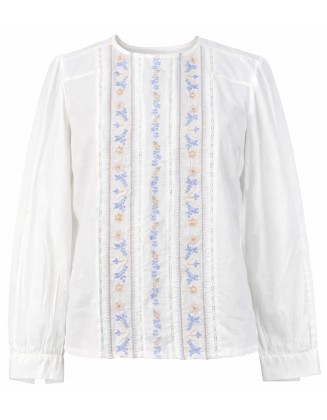 Soft Floral Elegance white Blouse