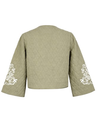 Olive Embroidered Quilted Jacket