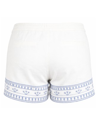 Shorts with Blue  Embroidered Border