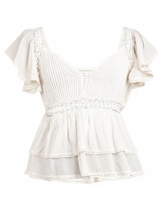 Delicate Ivory Blouse with Lace 