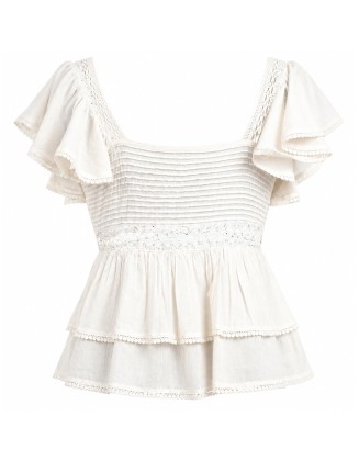 Delicate Ivory Blouse with Lace 