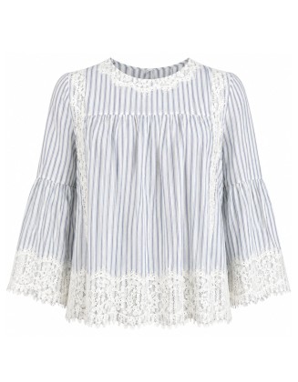 Lace Insert Stripe Top