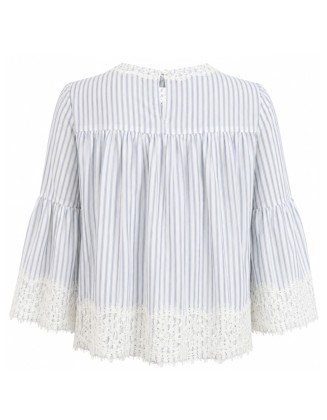 Lace Insert Stripe Top