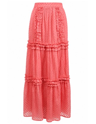 Coral Pink Tiered Skirt