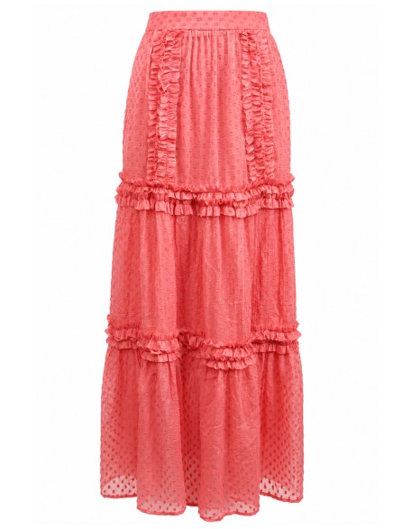 Coral Pink Tiered Skirt