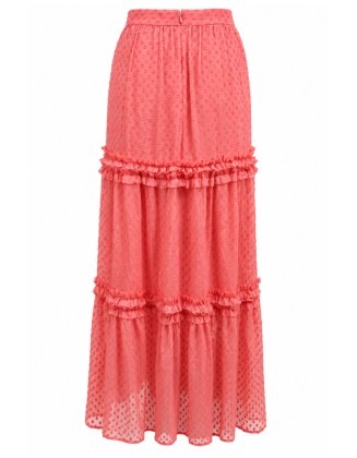 Coral Pink Tiered Skirt