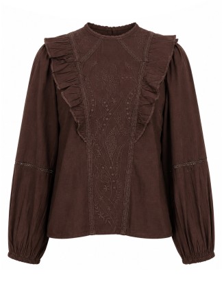 Embroidered Top with Frill
