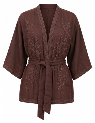 Embroidered Kimono with Belt