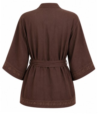 Embroidered Kimono with Belt