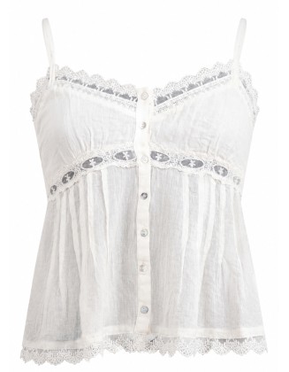 Lace Insert White Strap Top
