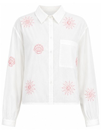 Embroidered Long Sleeve Pocket Shirt