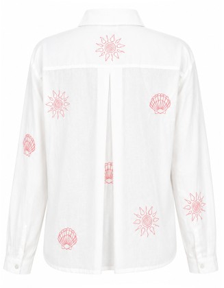 Embroidered Long Sleeve Pocket Shirt
