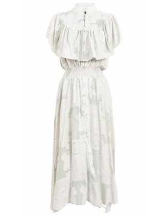 White Floral Embroidered Ruffle Dress