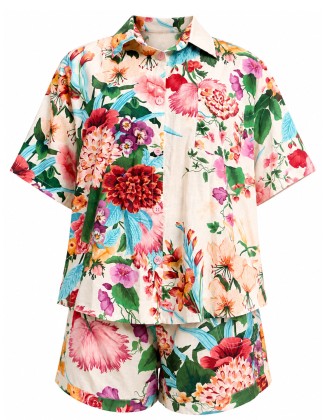 Floral Print Co-Ord Set with Short-Sleeve Shirt & Shorts