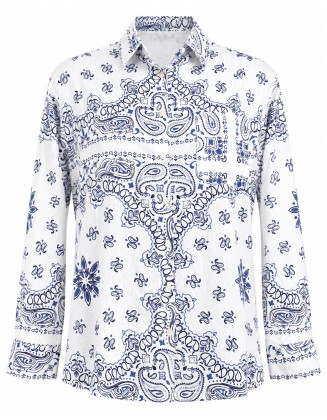 Paisley Print Long Sleeve Button-Down Shirt