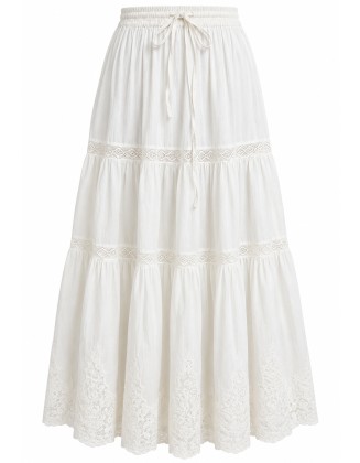 Tiered Skirt with Lace Trim