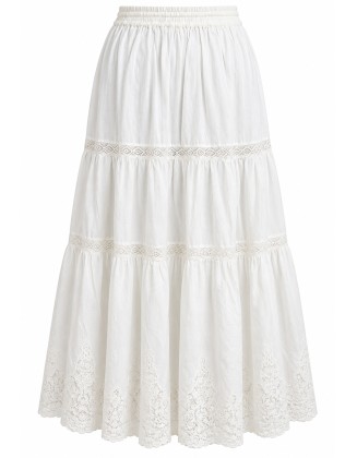 Tiered Skirt with Lace Trim