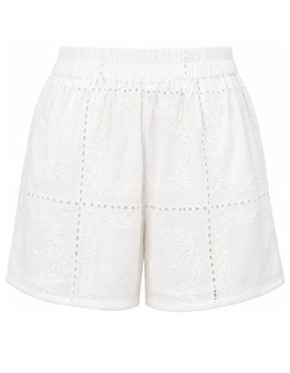 Embroidered Cotton Cambric Shorts