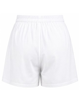 White Embroidered Hummingbird Lounge Shorts