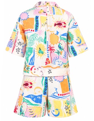 Colorful Tropical Print Shirt & Shorts Co-Ord Set