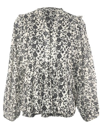 Printed Blouse with Balloon Sleeves
