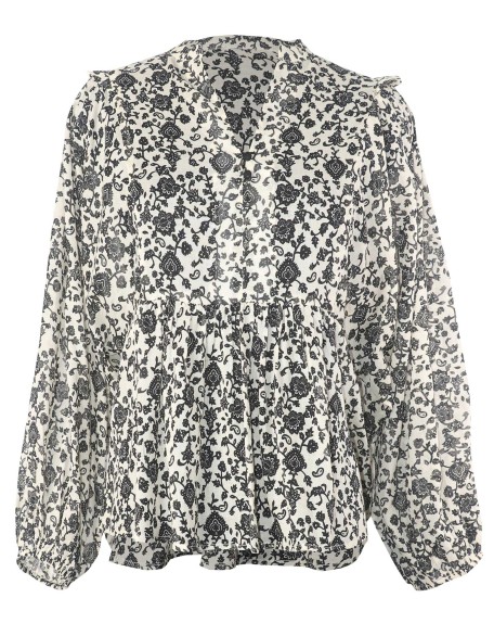 Printed Blouse with Balloon Sleeves