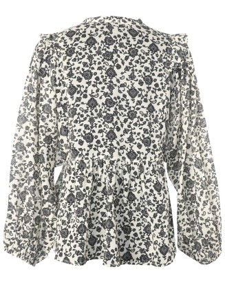 Printed Blouse with Balloon Sleeves