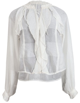 White Sheer Ruffle Blouse