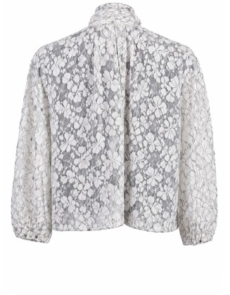 White Lace Button Blouse