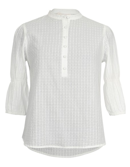 White Cotton Top with Front Button