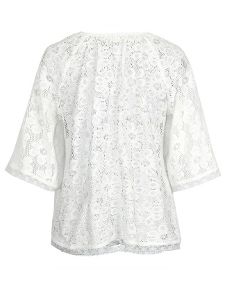 White Floral Net Top