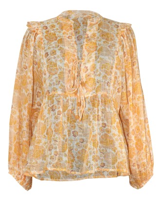 Floral Print Blouse with Balloon Sleeves