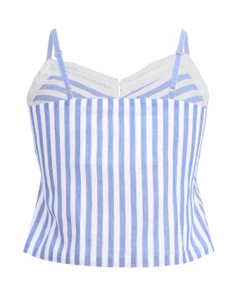 Blue & White Striped Lace Top