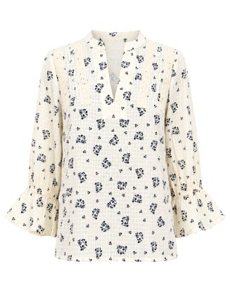 Ivory Floral Peasant Top