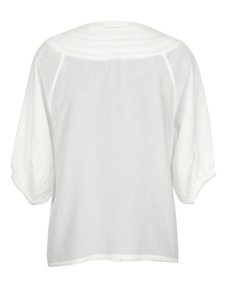White Top with Front Button Open