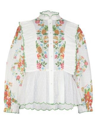 Floral Embodery Top with Frill
