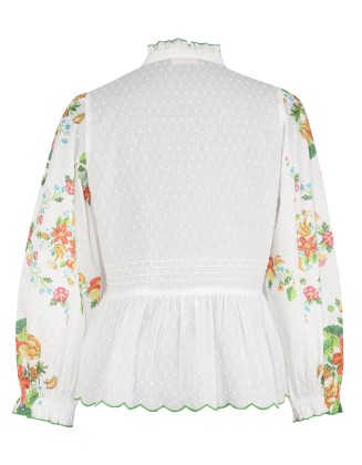 Floral Embodery Top with Frill